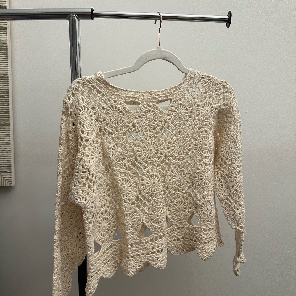 Tan Crochet Top Size S/M NWOT